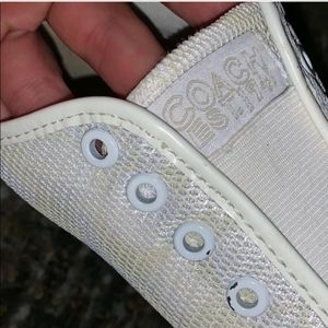 Coach brand, C emblem sewn into mesh covering.  slip-on flats/tennis shoes sz 8